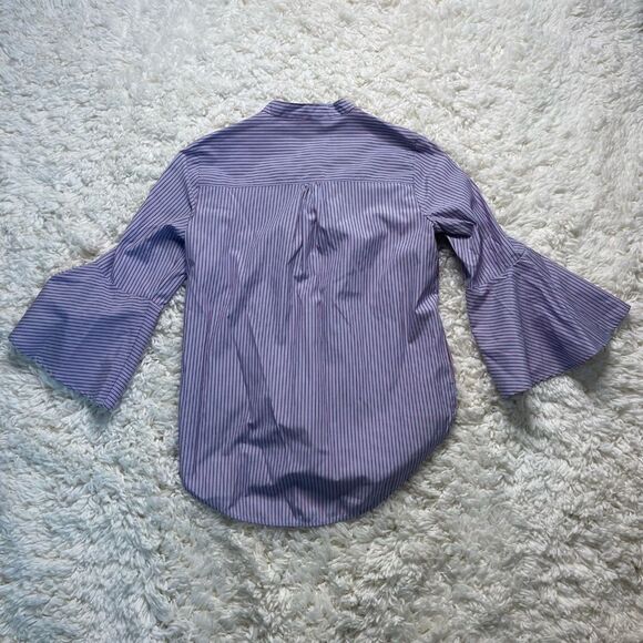 Anthropologie Striped Button Down with Bell Sleeve Shirt Blouse - Picture 5 of 5